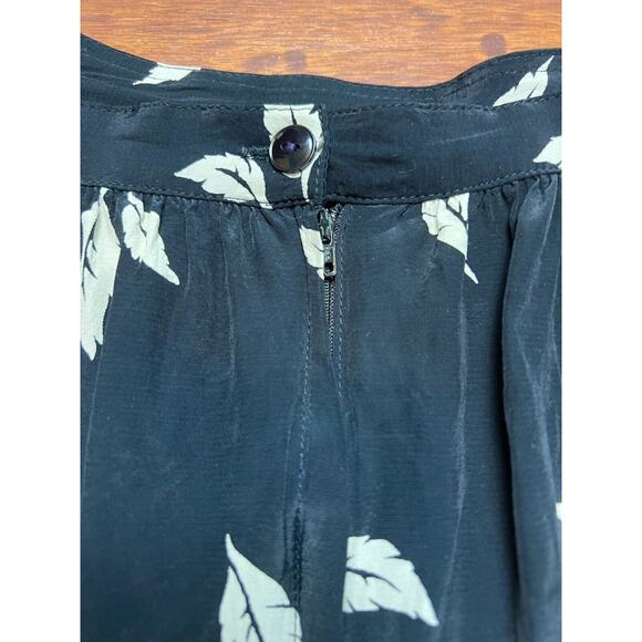 Black Satin Skirt Feather Leaf Print Boho Tattoo of California Size 4 Pockets - Picture 3 of 8